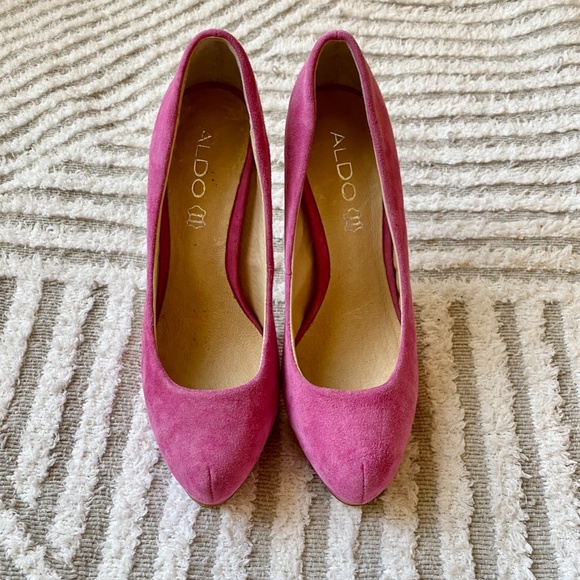 Aldo Shoes - Aldo Pink Suede Platform Pumps
